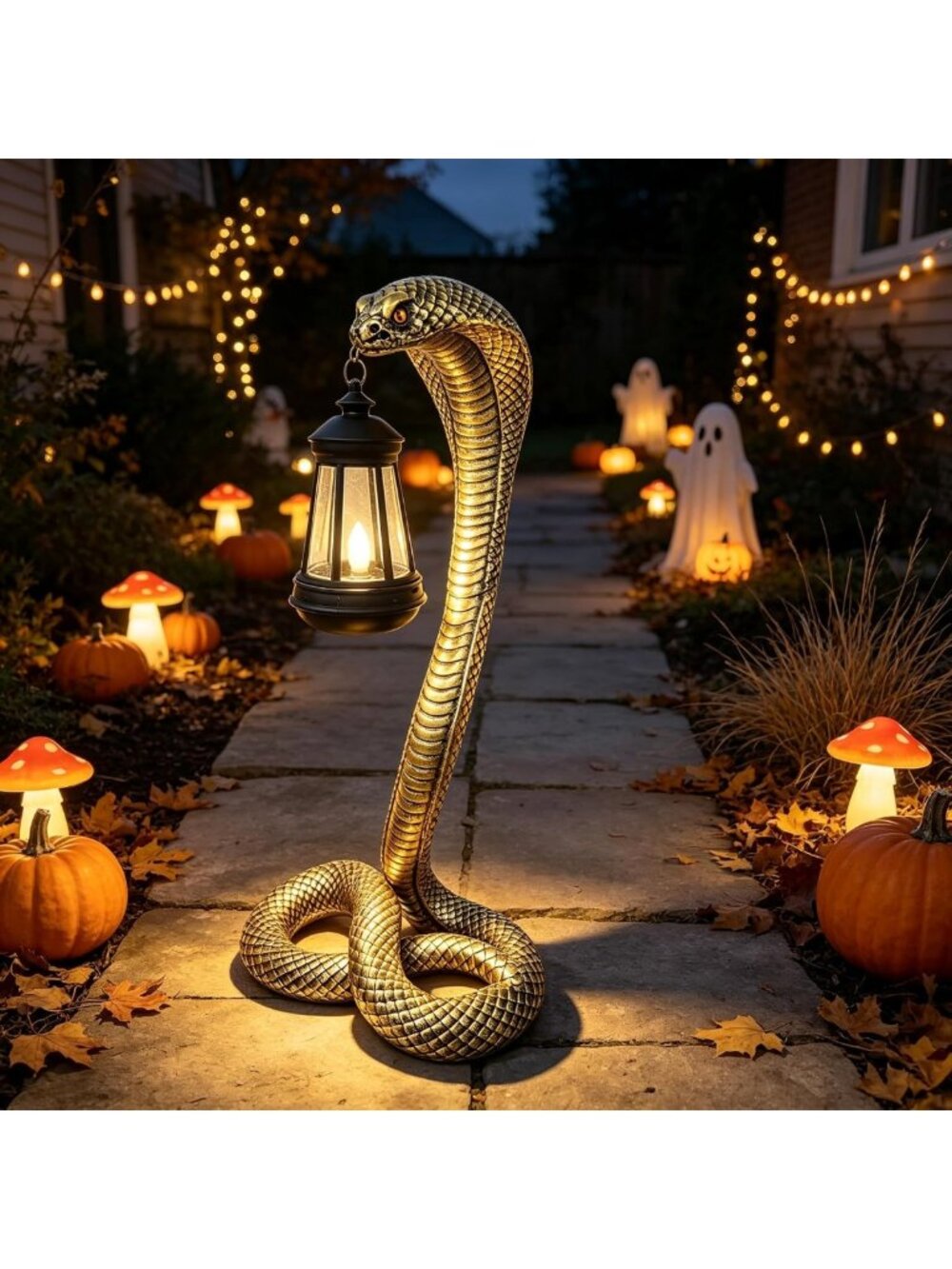 Spooky Solar Snake Garden Statue - 19.89'' Halloween Decor for Yard, Lawn